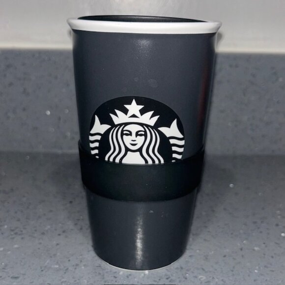 Starbucks Ceramic Tumbler Matte Charcoal Black Dark Gray Starbucks 2016 12 oz - Picture 1 of 5